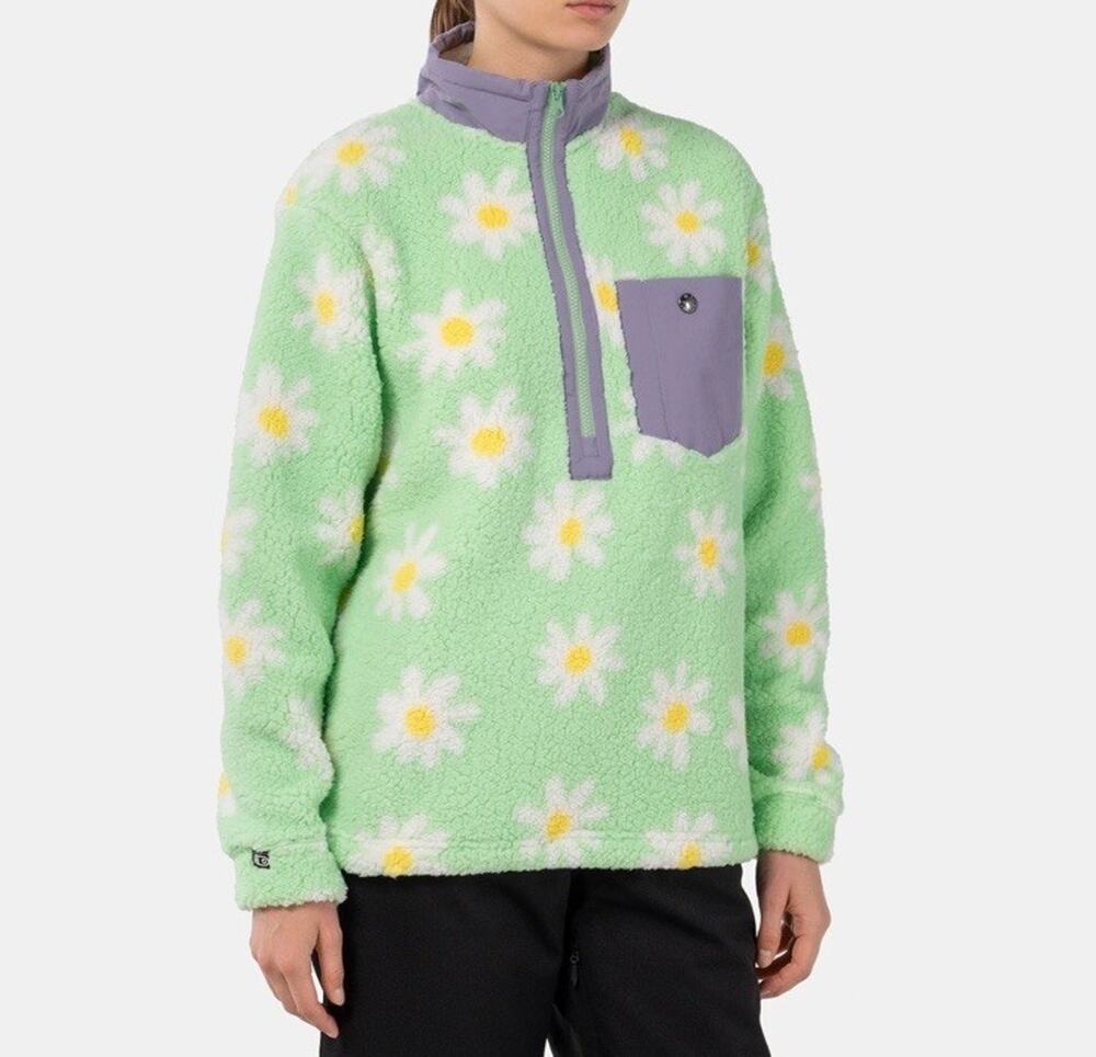 Airblaster Sherpa Half Zip Mint Big Daisy Size S